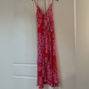 FARM Rio Red and Pink Spaghetti Strap Sundress